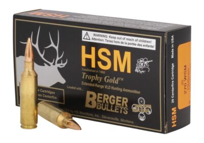 HSM 270WSM150VLD Trophy Gold Extended Range 270 WSM 150 gr Berger Hunting VLD Match 20 Per Box/ 25 Case