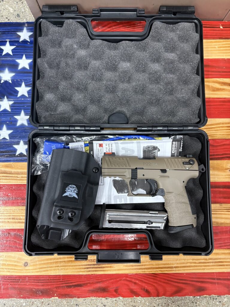 WALTHER P22 .22LR 3″ . FDE. OEM BOX . (2) 10 ROUND MAGAZINES . OEM CABLE LOCK WALTHER P22 .22LR 3″ . FDE. OEM BOX . (2) 10 ROUND MAGAZINES . OEM CABLE LOCK