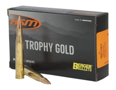 HSM 300HH185VLD Trophy Gold Extended Range 300 H&H Mag 185 gr Berger Hunting VLD Match 20 Per Box/ 20 Case