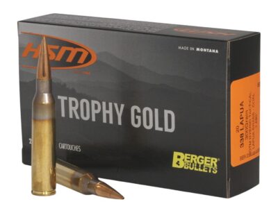 HSM 338LAP300OTM68 Trophy Gold Extended Range 338 Lapua Mag 300 gr Berger Hybrid Tactical Open Tip Match 20 Per Box/ 20 Case