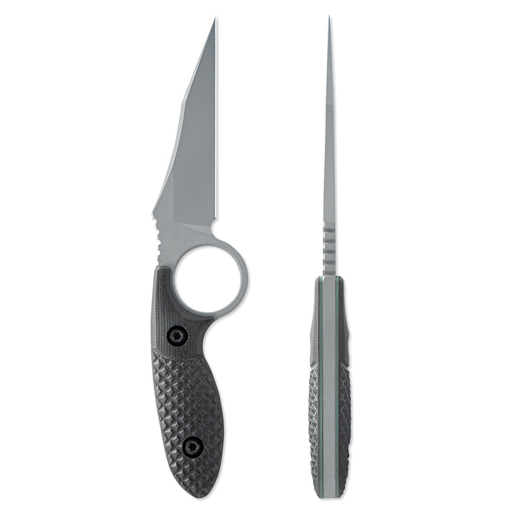 Toor Knives Cortano W Phantom Gray Fixed Blade Knife 3.175″ CPM-M4 Phantom Gray KG Gunkote Wharncliffe Blade, Milled Black G10 Handles with Index Finger Ring, Black Kydex Sheath Toor Knives Cortano W Phantom Gray Fixed Blade Knife 3.175″ CPM-M4 Phantom Gray KG Gunkote Wharncliffe Blade, Milled Black G10 Handles with Index Finger Ring, Black Kydex Sheath