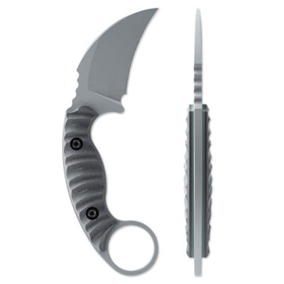 Toor Knives Karsumba R Fixed Blade Karambit Knife 2.5″ CPM-M4 Phantom Gray KG Gunkote Hawkbill Blade, Milled Black G10 Handles with Pinky Ring, Kydex Sheath – Karsumba R Phantom Gray