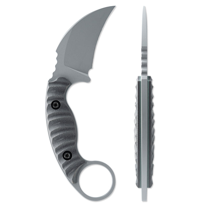 Toor Knives Karsumba R Fixed Blade Karambit Knife 2.5″ CPM-M4 Phantom Gray KG Gunkote Hawkbill Blade, Milled Black G10 Handles with Pinky Ring, Kydex Sheath – Karsumba R Phantom Gray Toor Knives Karsumba R Fixed Blade Karambit Knife 2.5″ CPM-M4 Phantom Gray KG Gunkote Hawkbill Blade, Milled Black G10 Handles with Pinky Ring, Kydex Sheath – Karsumba R Phantom Gray