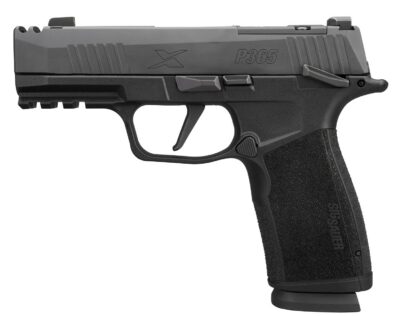 Sig Sauer 365XCA-9-COMP-MS-SL-CA P365 Compact Frame 9mm Luger 10+1 3.10″ Black Nitron Stainless Steel Integrated Compensator/Optic Ready Slide, Black Stainless Steel Frame w/Picatinny Rail, Interchangeable Backstrap Grip