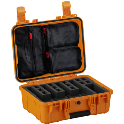 Condition 1 16″ 4 Pistol Case #179Orange / Pre-cut Foam w/ Lid Organizer. H179ORF10755-4AC1-LIDORG