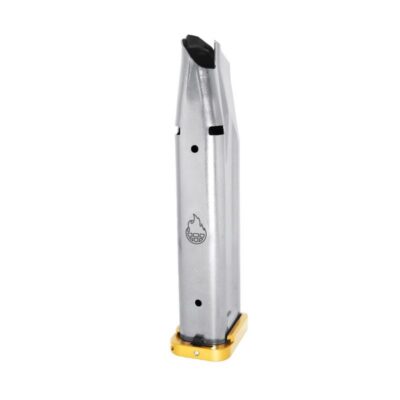 Atlas Gunworks 3501-41450 Premium 9mm Stainless Steel 23 Rounds 140mm Magazine with Alphalock Basepad – Gold