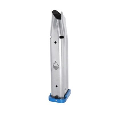 Atlas Gunworks 3501-41430 Premium 9mm Stainless Steel 23 Rounds 140mm Magazine with Alphalock Basepad – Blue