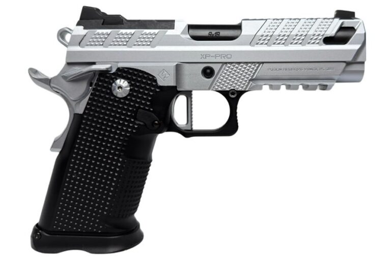 Fusion Firearms XP Pro V2 Double-Stack 1911 Pistol – Chrome – 10 Round, Single Shot 25 ACP Pistol, *CA Legal. XP-9-C-V2-10-CA-SS Fusion Firearms XP Pro V2 Double-Stack 1911 Pistol – Chrome – 10 Round, Single Shot 25 ACP Pistol, *CA Legal. XP-9-C-V2-10-CA-SS