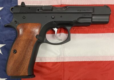 CZ USA, 75 B,9MM, 4″ BBL, Semi Auto Pistol, OEM Case, Wood Grips, OEM Grips Included, One 10 RD Magazine