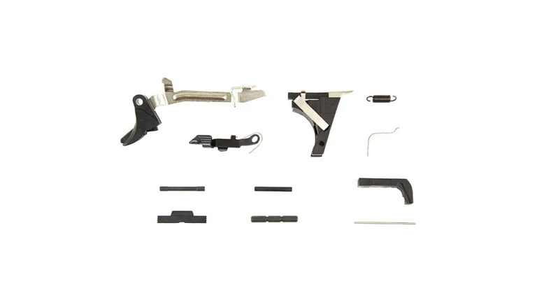 KCI USA, Lower Parts Kit, Fits GLOCK 17, Includes Trigger, Trigger Housing with Ejector, Trigger Spring, Connector 5.5lbs, Trigger Pin, Trigger Housing Pin, Locking Block Pin, Slide Lock, Slide Lock Spring (G17/G19) (G26 Spring is Not Included), Slide Stop, Magazine Catch, Magazine Catch Spring, Does Not Include Frame, Locking Block, or Magazine KCI USA, Lower Parts Kit, Fits GLOCK 17, Includes Trigger, Trigger Housing with Ejector, Trigger Spring, Connector 5.5lbs, Trigger Pin, Trigger Housing Pin, Locking Block Pin, Slide Lock, Slide Lock Spring (G17/G19) (G26 Spring is Not Included), Slide Stop, Magazine Catch, Magazine Catch Spring, Does Not Include Frame, Locking Block, or Magazine