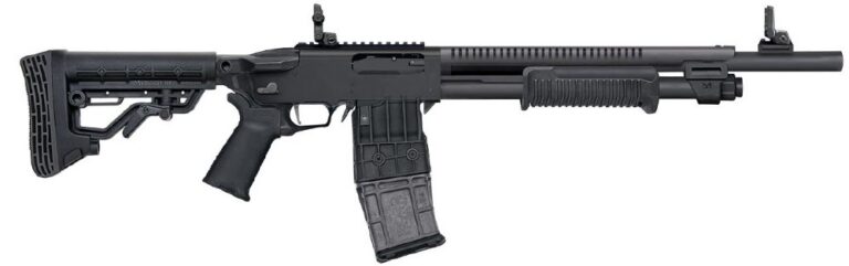 Mossberg 50213 590RM Stand-Off 12 Gauge Pump 2.75″ 10+1 18.50″ Black Phosphate Steel with Integrated Heat Shield Barrel, Black Picatinny Rail Receiver, Black 5 Position Adjustable LOP Synthetic Stock, Magpul MOE Grip, Magpul MBUS 3 Adjustable Sights Mossberg 50213 590RM Stand-Off 12 Gauge Pump 2.75″ 10+1 18.50″ Black Phosphate Steel with Integrated Heat Shield Barrel, Black Picatinny Rail Receiver, Black 5 Position Adjustable LOP Synthetic Stock, Magpul MOE Grip, Magpul MBUS 3 Adjustable Sights