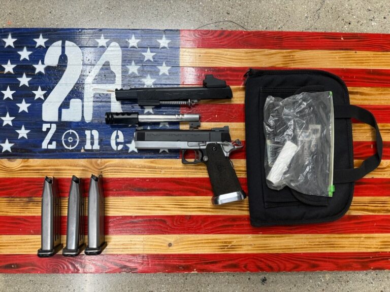 STRAYER VOIGT INFINITY, 40 S&W, 5″ BARREL, GRAY, SEMI AUTO, 5″ 38 SUPER COMPED BARREL, 5″ 40 S&W SLIDE AND COMPED BARREL WITH OPTIMA 2000, 3 140MM MAGAZINES, SOFT BLACK BAG, NO LOCK STRAYER VOIGT INFINITY, 40 S&W, 5″ BARREL, GRAY, SEMI AUTO, 5″ 38 SUPER COMPED BARREL, 5″ 40 S&W SLIDE AND COMPED BARREL WITH OPTIMA 2000, 3 140MM MAGAZINES, SOFT BLACK BAG, NO LOCK