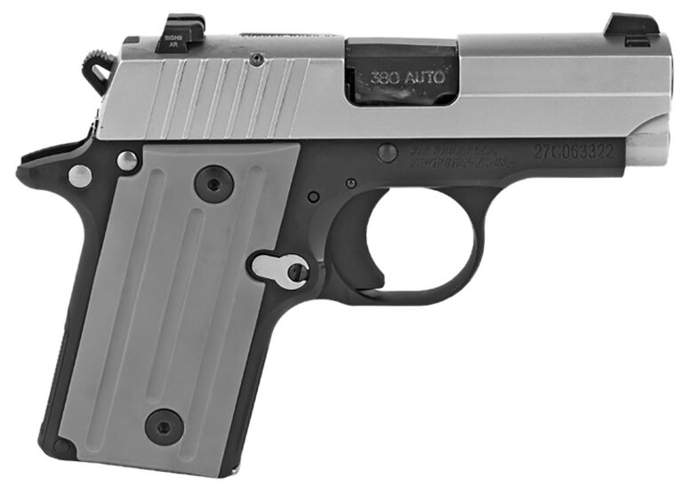 Sig Sauer 238380TSS2CA P238 *CA Compliant 380 ACP Caliber with 2.70″ Barrel, 6+1 Capacity, Black Hardcoat Anodized Finish Aluminum Beavertail Frame, Serrated Stainless Steel Slide & Gray Polymer Grip
