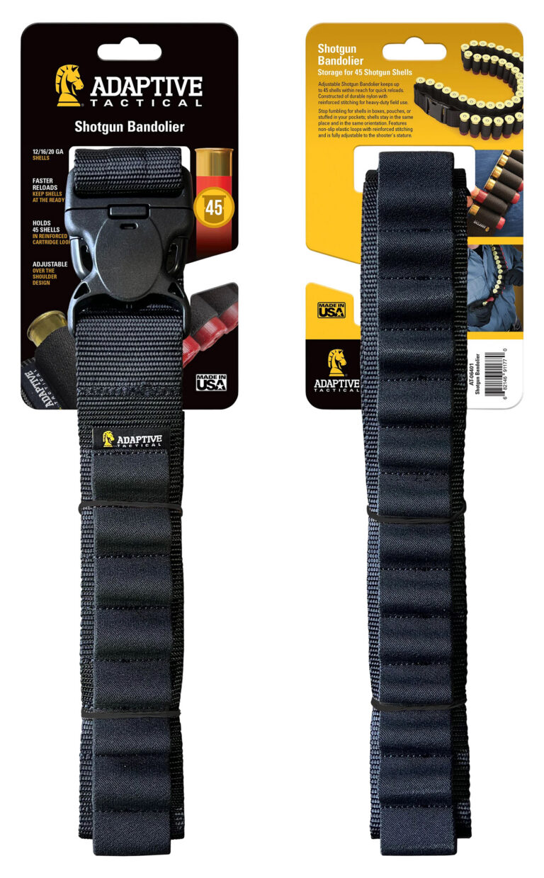 ADAPTIVE TACTICAL AT06401 Shotgun Bandolier 45-Round Black Nylon Reinforced, Non-Slip Elastic Loops Fully Adjustable Fit ADAPTIVE TACTICAL AT06401 Shotgun Bandolier 45-Round Black Nylon Reinforced, Non-Slip Elastic Loops Fully Adjustable Fit