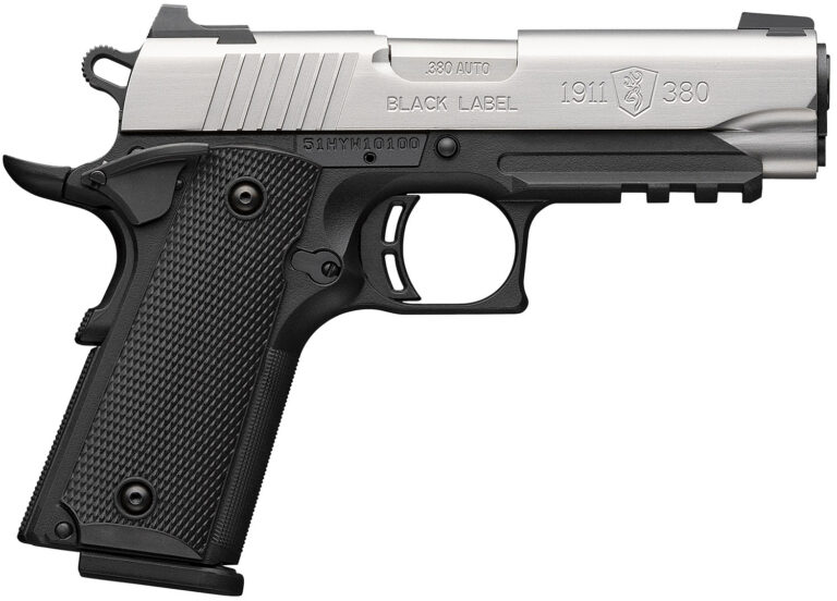 Browning 051121492 1911 Black Label Compact 380 ACP 8+1 3.63″ Stainless Steel Barrel, Satin Stainless Steel Serrated Slide, Matte Black Polymer Frame with Picatinny Rail, Black Polymer Grip Browning 051121492 1911 Black Label Compact 380 ACP 8+1 3.63″ Stainless Steel Barrel, Satin Stainless Steel Serrated Slide, Matte Black Polymer Frame with Picatinny Rail, Black Polymer Grip