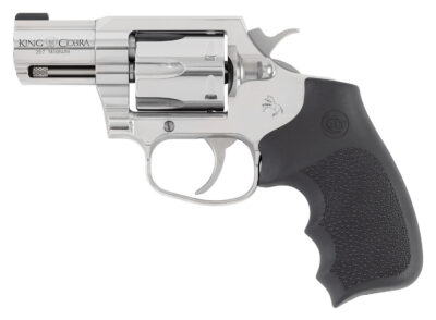 Colt Mfg KCOBRASB2RBBS King Cobra  357 Mag 6rd Shot 2″ Stainless Steel Barrel, Cylinder & Frame, Black Hogue Overmolded Grip, Exposed Hammer, DA/SA