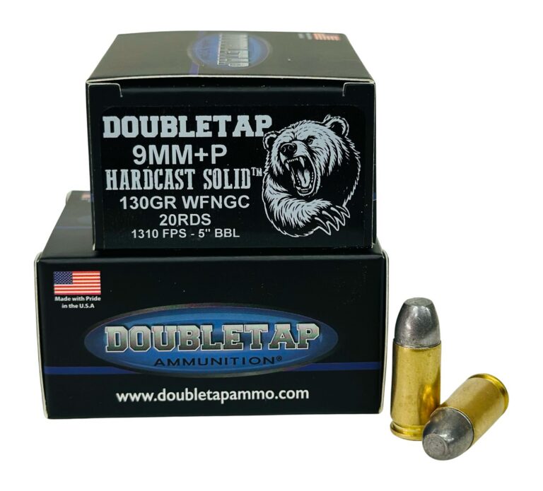 Double Tap 9mm+P 130gr Hardcast Solid 20rds Ammo