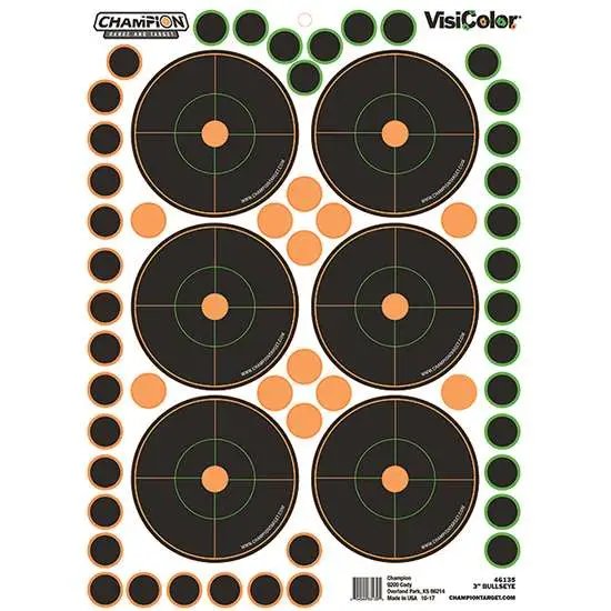 Champion Targets 46135 VisiColor Self-Adhesive Paper 3″ Bullseye Orange/Black 5 pack