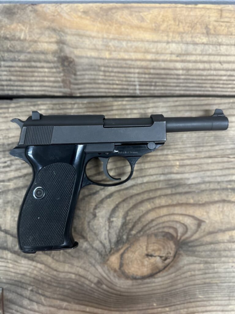 Walther P38, 9mm Luger, 8+1 Capacity, 4.9″ Barrel, Semi-Automatic Pistol, Double/Single Action, Steel Slide, Alloy or Steel Frame, Fixed Sights, Slide-Mounted Safety/Decocker Walther P38, 9mm Luger, 8+1 Capacity, 4.9″ Barrel, Semi-Automatic Pistol, Double/Single Action, Steel Slide, Alloy or Steel Frame, Fixed Sights, Slide-Mounted Safety/Decocker