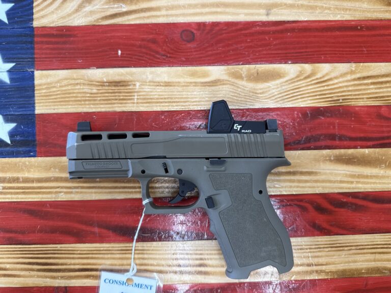 PALMETTO STATE ARMORY DAGGER COMPACT, 9mm, Tan, 3.9″ Barrel, Semi Auto, CT Rad Red Dot, OEM Bag, OEM Lock, No Magazines