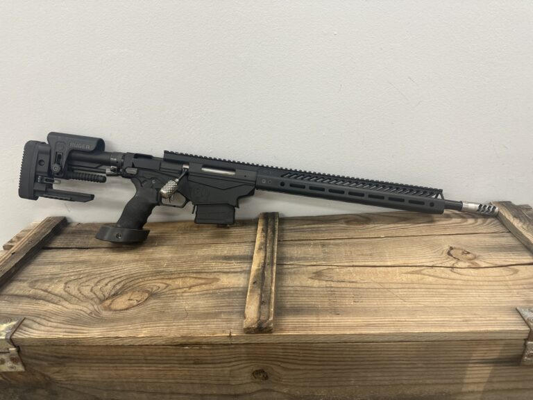 RUGER PRECISION .308, 19.5 INCH BARREL, BLACK, MIDWST INDUSTRIES M-LOK HANDGAURD, STAINLESS STEEL COMPENSATOR, STAINLESS STEEL BOLT LEVER, 1x 10 ROUND MAGAZINE RUGER PRECISION .308, 19.5 INCH BARREL, BLACK, MIDWST INDUSTRIES M-LOK HANDGAURD, STAINLESS STEEL COMPENSATOR, STAINLESS STEEL BOLT LEVER, 1x 10 ROUND MAGAZINE