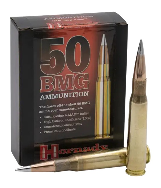 Hornady Match™ 50 BMG A-Max® Metallic Tipped Rifle Ammo Match 50 BMG 750GR A-Max Metallic Tipped 10/BOX