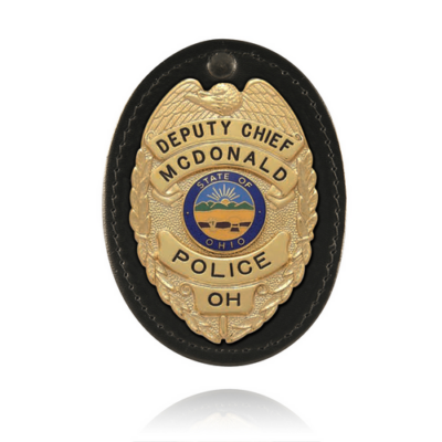 Oval Badge Holder, Hook and Loop Closure