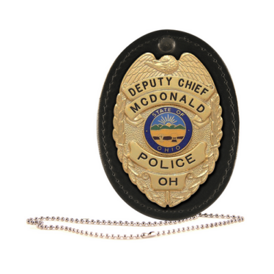Oval Badge Holder, Hook and Loop Closure