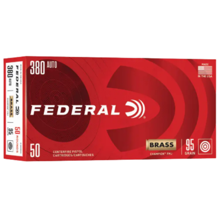 CHAMPION TRAINING 380 AUTO FULL METAL JACKET HANDGUN AMMO CHAMPION TRAINING 380 AUTO 95GR FMJ 980 FPS 200/BOX