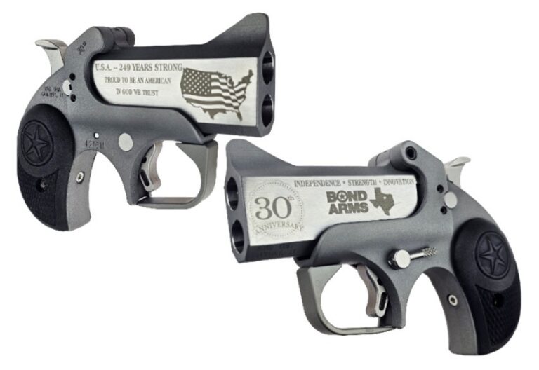 Bond Arms 30TH Anniversary Engraved Rough Series 45LC/410 3IN Flat Sided Stainless Steel Barrel Stainless Steel Frame with Rough Series Finish Trigger Guard and Rubber Panel Grips Limited Edition BA30th-45LC/410 Bond Arms 30TH Anniversary Engraved Rough Series 45LC/410 3IN Flat Sided Stainless Steel Barrel Stainless Steel Frame with Rough Series Finish Trigger Guard and Rubber Panel Grips Limited Edition BA30th-45LC/410