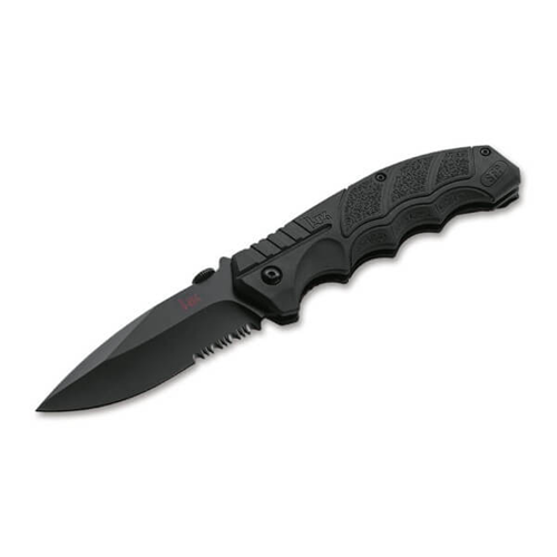 HK Knives by Boker SFP Tactical Liner Lock Folding Knife 3.62″ D2 Black Combo Spear Point Blade, Black Polypropylene Handles with TPR Rubber Inserts – 01HK501 HK Knives by Boker SFP Tactical Liner Lock Folding Knife 3.62″ D2 Black Combo Spear Point Blade, Black Polypropylene Handles with TPR Rubber Inserts – 01HK501