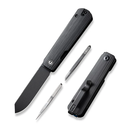 CIVIVI Knives Ben Petersen Sendy Liner Lock Flipper Knife 2.83″ Nitro-V Black Stonewashed Spey Blade, Black G10 Handles, Toothpick and Tweezers Included – C21004B-2 CIVIVI Knives Ben Petersen Sendy Liner Lock Flipper Knife 2.83″ Nitro-V Black Stonewashed Spey Blade, Black G10 Handles, Toothpick and Tweezers Included – C21004B-2