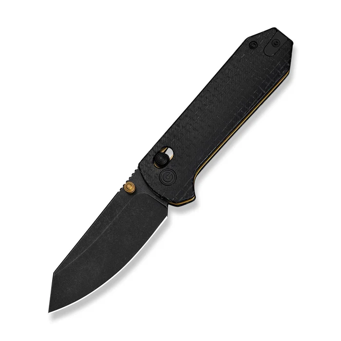 Thumb Stud & Crossbar Lock Knife Black Burlap Micarta Handle (2.88  Black Stonewashed 14C28N Blade)