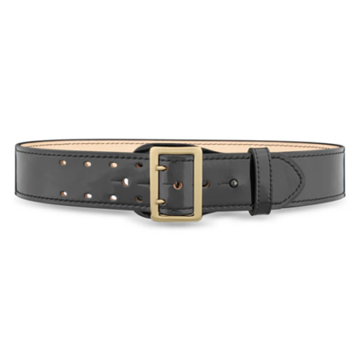 2-1/4  High-Gloss Leather Sam Browne 2-Row Stitch Duty Belt with Gold Buckle