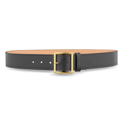 1-3/4  Plain Leather Garrison Belt with Gold Buckle