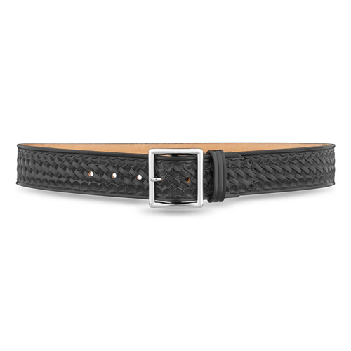 1-3/4  Basketweave Leather Garrison Belt with Nickel Buckle