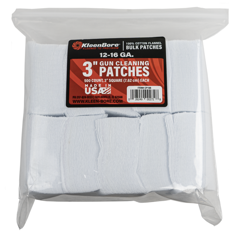 KleenBore Super Shooter Cotton Patches 500 CT – 3″ for 12–16 Gauge KleenBore Super Shooter Cotton Patches 500 CT – 3″ for 12–16 Gauge