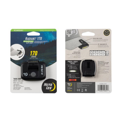 Radiant 170 Rechargeable Clip Light – Black