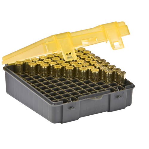 CARTRIDGE BOX .38 – .357 MAG AMBER/CHARCOAL 100ct. CARTRIDGE BOX .38 – .357 MAG AMBER/CHARCOAL 100ct.
