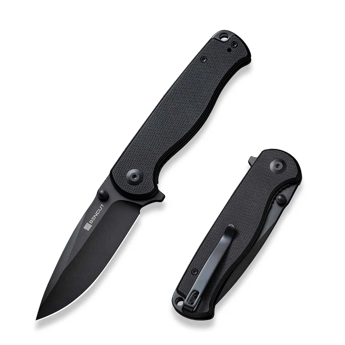 Errant Flipper/Thumb Stud Folding Knife 3.45 Black 9Cr18MoV Drop Point Plain Edge Blade, Black G10 Handle Errant Flipper/Thumb Stud Folding Knife 3.45 Black 9Cr18MoV Drop Point Plain Edge Blade, Black G10 Handle