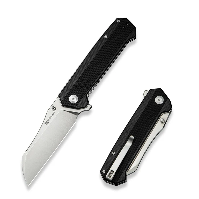 Draxor Flipper/Thumb Stud Folding Knife 3.70 Satin 9Cr18MoV Sheepsfoot Plain Edge Blade, Black G10 Handle Draxor Flipper/Thumb Stud Folding Knife 3.70 Satin 9Cr18MoV Sheepsfoot Plain Edge Blade, Black G10 Handle