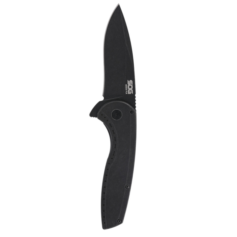 Sog Aegis Flk 2.0 3.5” Drop Point Blade Blister Pack Black Stonewash