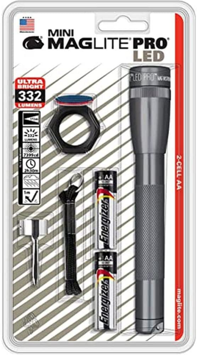 Maglite SP2PO9C Mini Maglite Pro Red/Blue/Clear LED 272 Lumens AA (2) Battery Gr