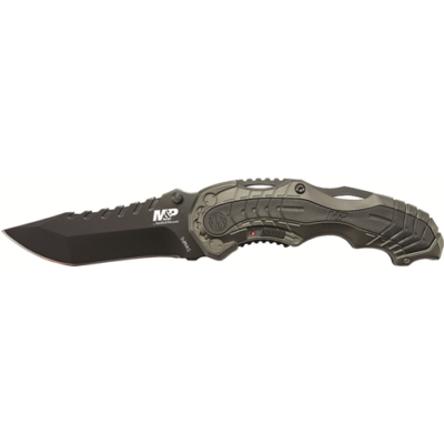 Smith & Wesson M&P M.A.G.I.C. Assist Liner Lock 4034 Stainless Steel Blade Gray Aluminum Handle with Side Safety & Pocket Clip