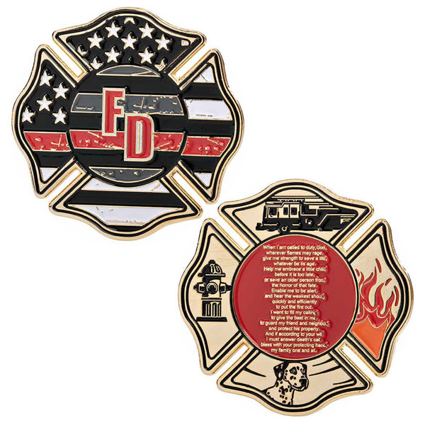 Firefighter’s Prayer – Thin Red Line Challenge Coin