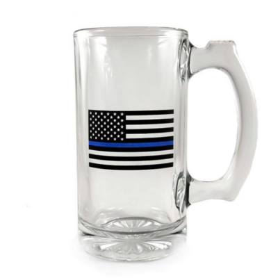 Libbey Deco Glass Mug – Thin Blue Line Flag, 12.5 Oz