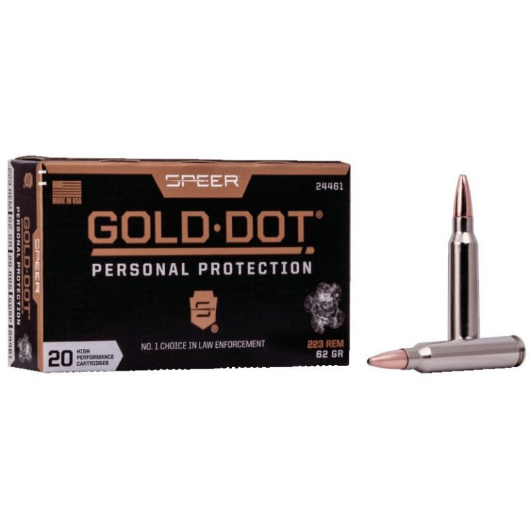 Speer Gold Dot Rifle 223 Remington Ammo Gold Dot 223 Remington 62GR Gold Dot Soft Point 20/BOX Speer Gold Dot Rifle 223 Remington Ammo Gold Dot 223 Remington 62GR Gold Dot Soft Point 20/BOX