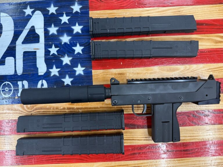 Velocity VMAC9, 9mm, Black, 4″ Barrel, Semi Auto, 4 Magazines, Black Bag, OEM Lock