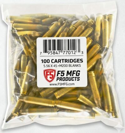 F5 MFG M200 MIL Spec 5.56 Blanks – 100 Cartridges | Bulk Packaging